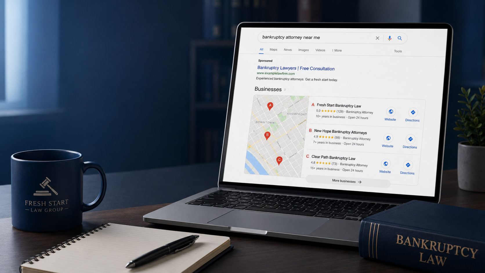 Getting Bankruptcy Leads from Google Maps 3-Pack