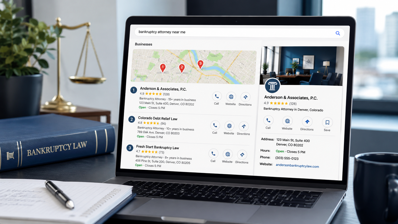 Google Business Profile and Local Map Rankings for Bankruptcy Attorneys